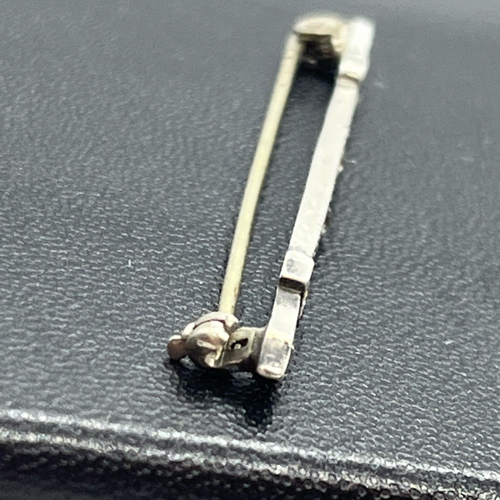 Sterling silver bar rhinestone milgrain brooch pin - Picture 9 of 12